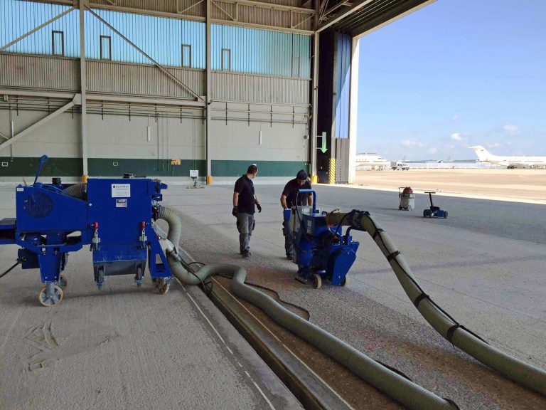 Beton Kugelstrahlen Flughafen Hangar